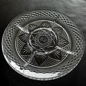 Luminarc vintage clear crystal glass divided serving platter classy beautiful